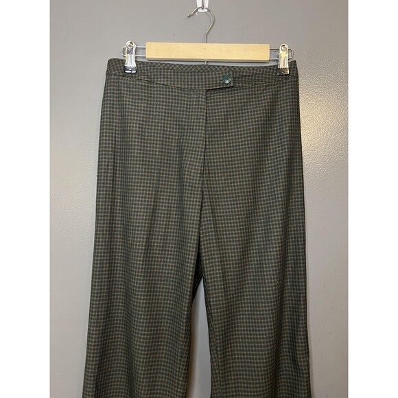 Ann Taylor Pants Womens 6 Green Brown Plaid Bootcut Dress Work Office Side Zip - Picture 1 of 8